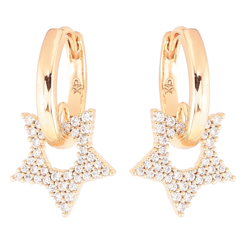 Серьги Xuping Позолота 18K подвески на колечках Звезды с цирконием фото №9