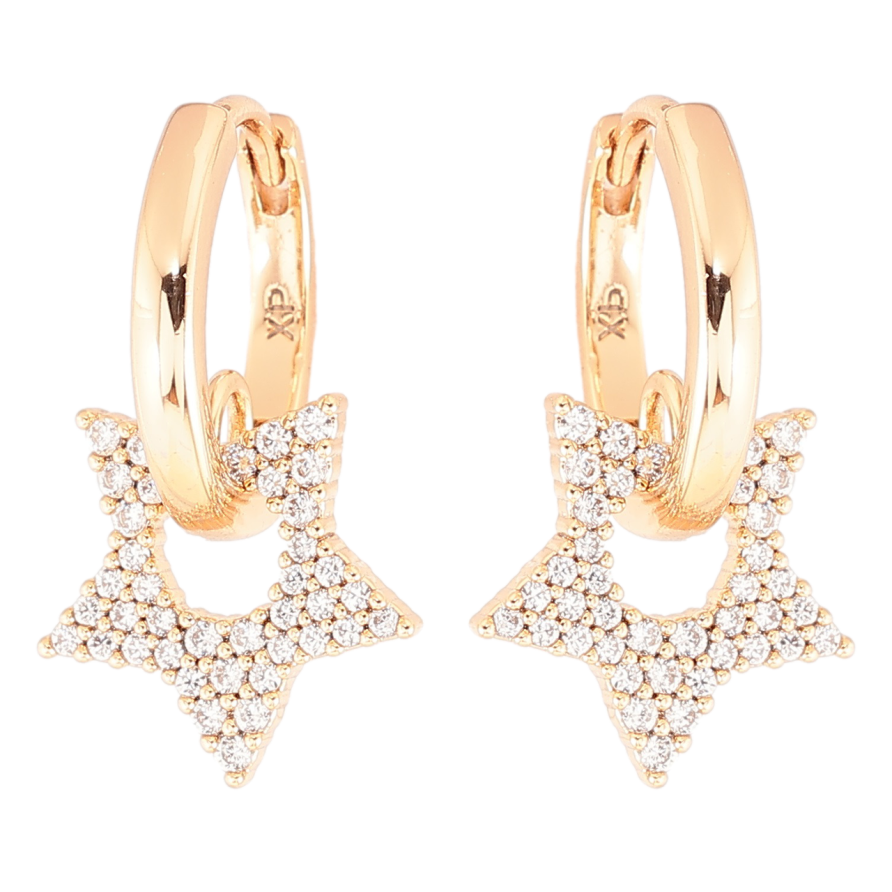 Серьги Xuping Позолота 18K подвески на колечках Звезды с цирконием фото №1