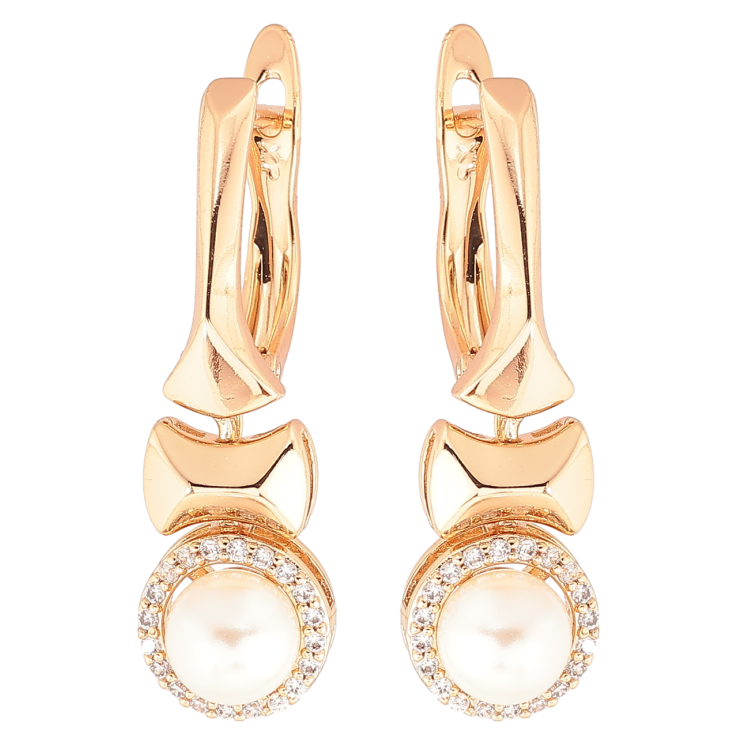 Серьги Xuping Позолота 18K английский замок Узор с жемчужинами и цирконием фото №13