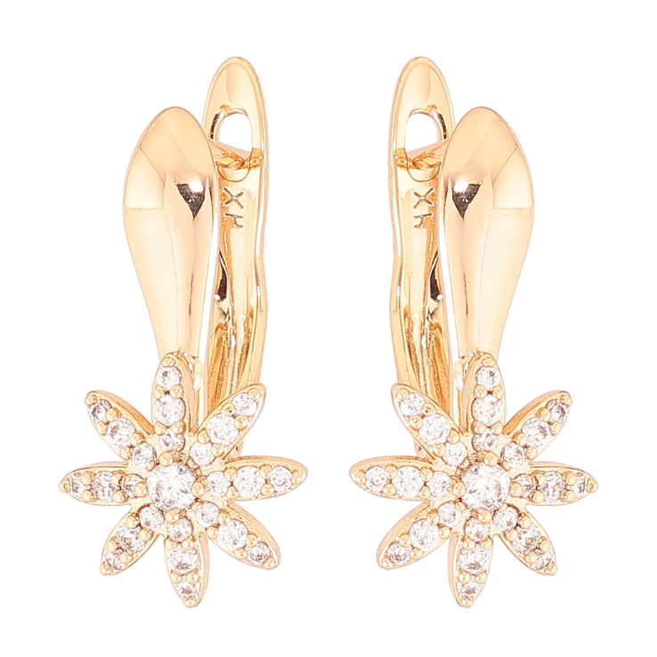 Серьги Xuping Позолота 18K английский замок Цветочки с цирконием фото №13