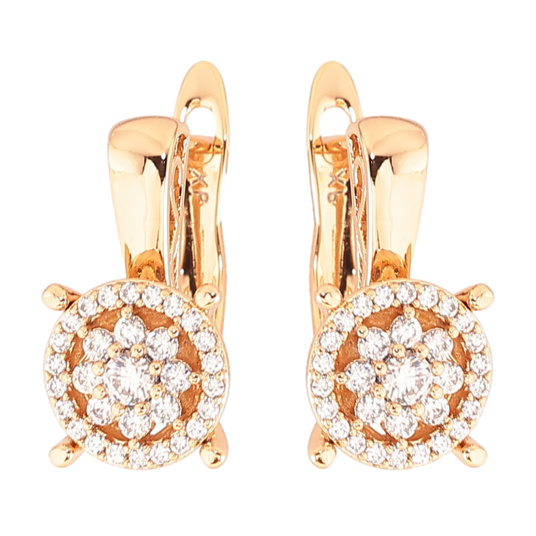 Сережки Xuping Позолота 18K англійський замок «Візерунок з інкрустацією цирконієм» фото №9