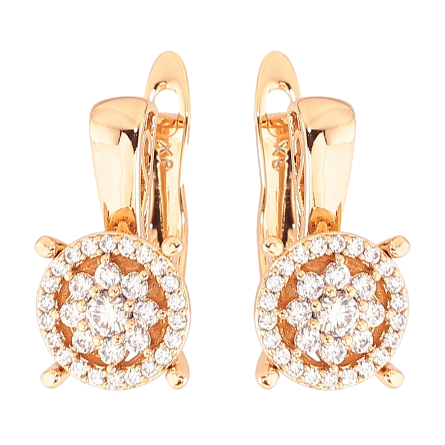 Сережки Xuping Позолота 18K англійський замок «Візерунок з інкрустацією цирконієм» фото №1