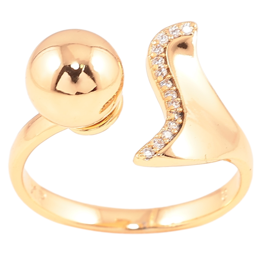 Кольцо Xuping Позолота 18K Узор с цирконием и шариком фото №1