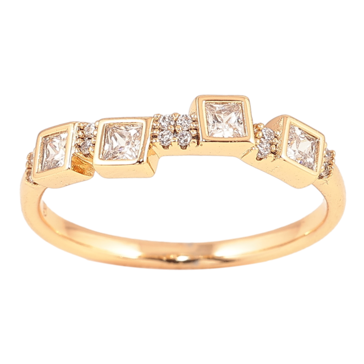 Кольцо Xuping Позолота 18K Кристальная дорожка фото №24