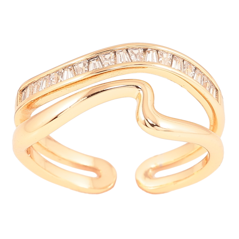 Кольцо Xuping Позолота 18K Волнистые дорожки с цирконием фото №1