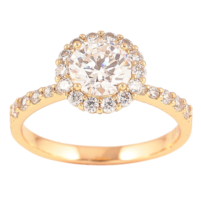 Кольцо Xuping Позолота 18K Фианит в обрамлении циркония фото №16