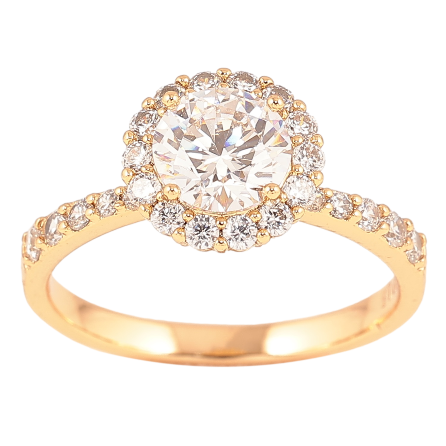 Кольцо Xuping Позолота 18K Фианит в обрамлении циркония фото №1