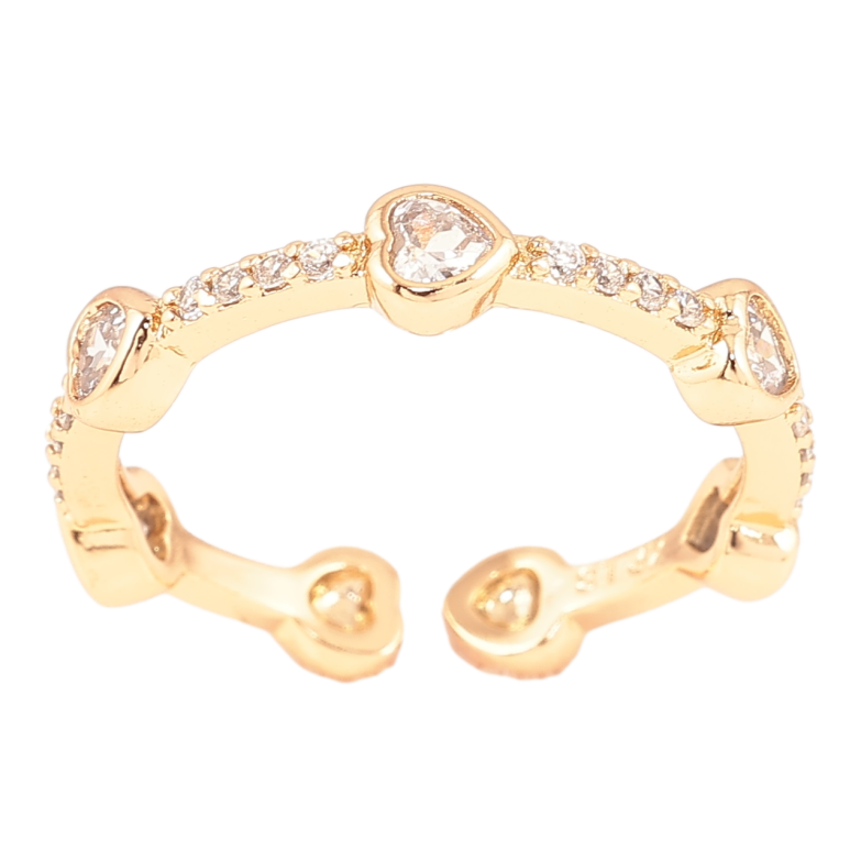 Кольцо Xuping Позолота 18K Дорожка циркония с кристальными сердечками фото №1