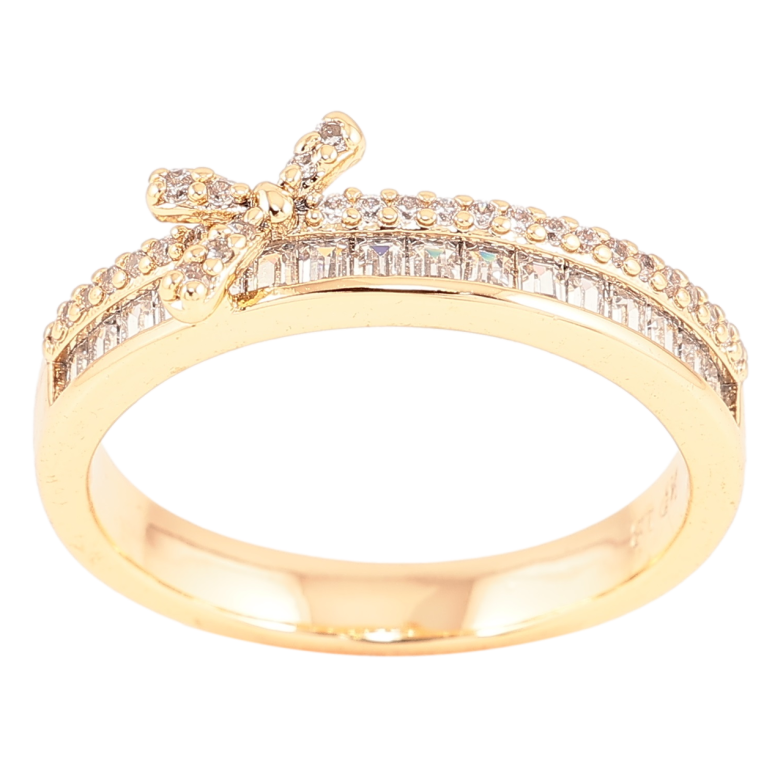 Кольцо Xuping Позолота 18K Дорожки циркония с бантом фото №12