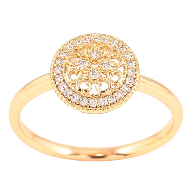 Кольцо Xuping Позолота 18K Ажурный круг с цирконием фото №13
