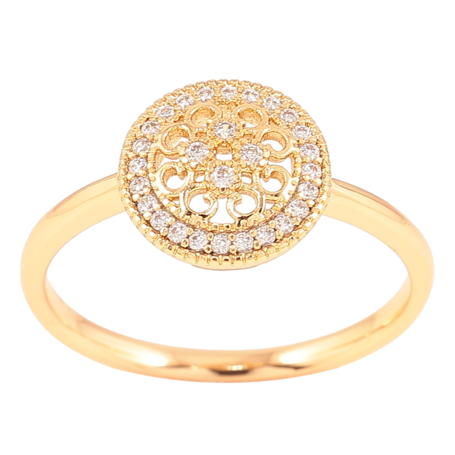 Кольцо Xuping Позолота 18K Ажурный круг с цирконием фото №1