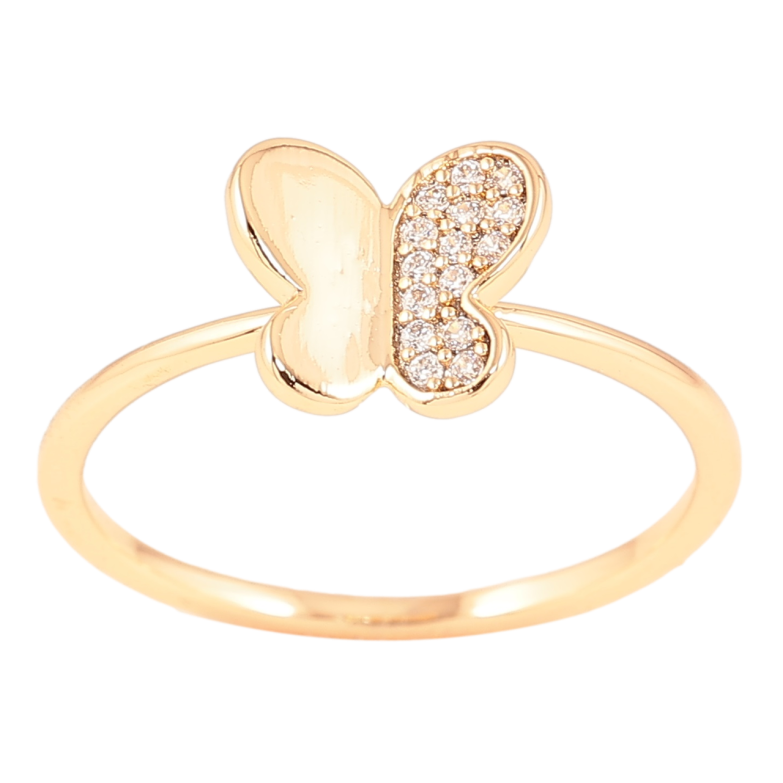 Кольцо Xuping Позолота 18K Бабочка с цирконием фото №1