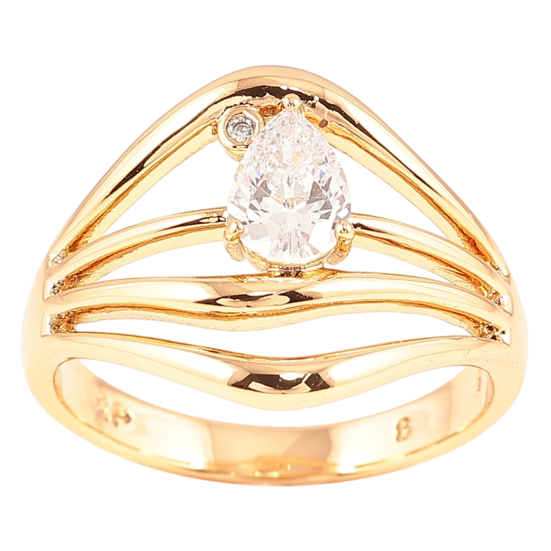 Каблучка Xuping Позолота 18K «Декоративний візерунок з кришталевою крапелькою» фото №1