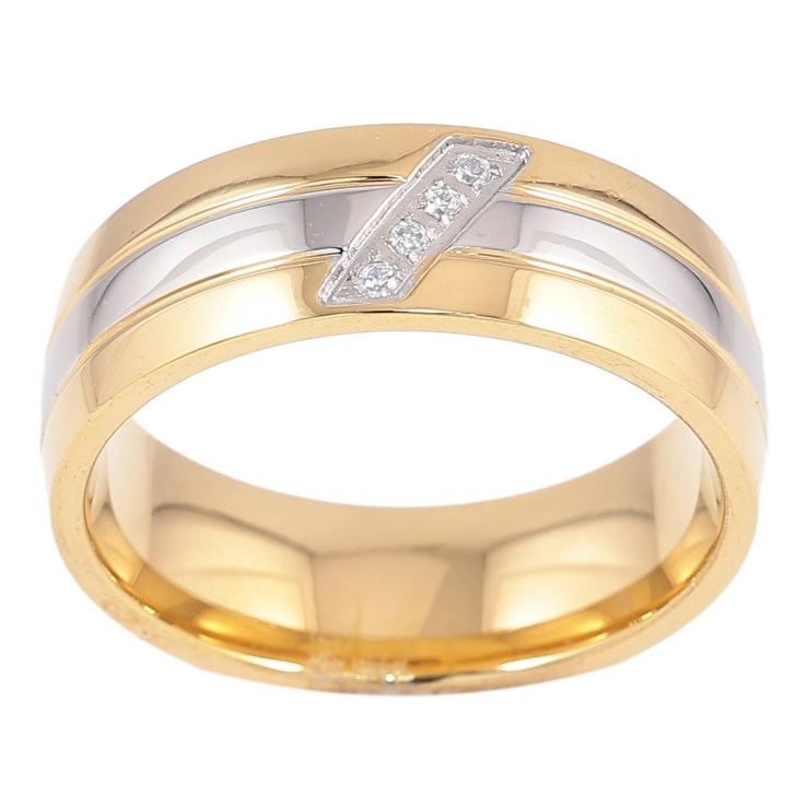 Кольцо Xuping TTM Stainless Steel Цвет 14К + Родий Дорожка циркония, шир. 7мм фото №5