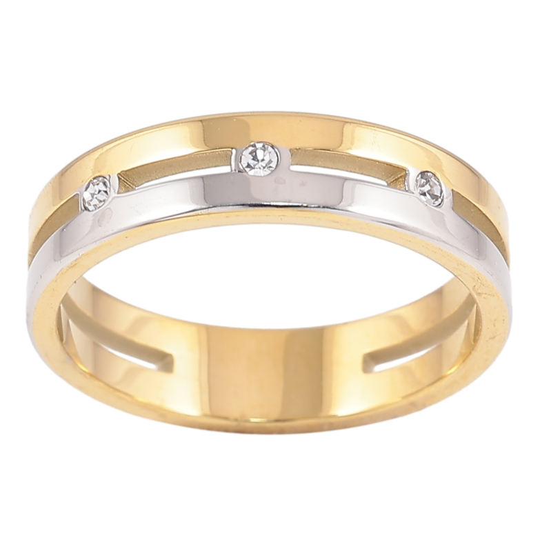 Кольцо Xuping TTM Stainless Steel Цвет 14К + Родий Вставки циркония, шир. 5мм фото №1