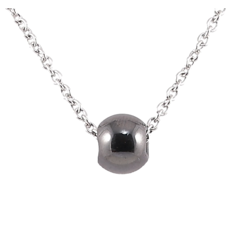 Підвіска на ланцюжку Xuping ТТМ Stainless Steel колір Родій Чорна керам. намистина, ø 8мм» дл. 43-47см х 1мм фото №1