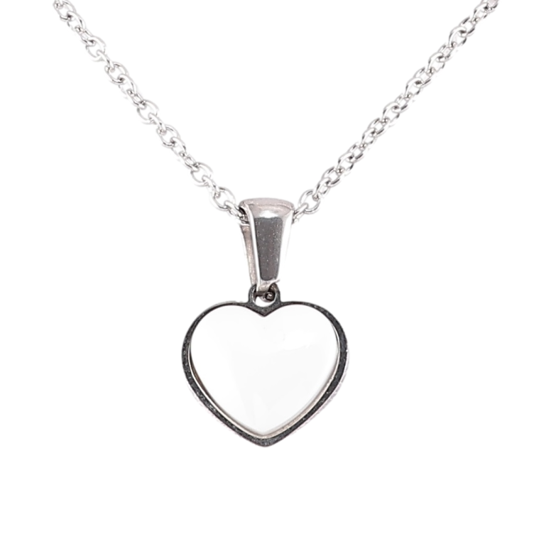 Підвіска на ланцюжку Xuping ТТМ Stainless Steel колір Родій Сердечко з білою керамікою» дл. 44-48см х 2мм фото №1