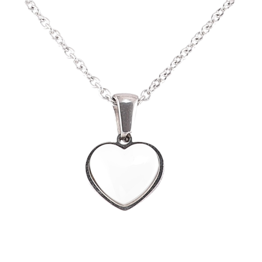 Підвіска на ланцюжку Xuping ТТМ Stainless Steel колір Родій Сердечко з білою керамікою» дл. 44-48см х 2мм фото №1