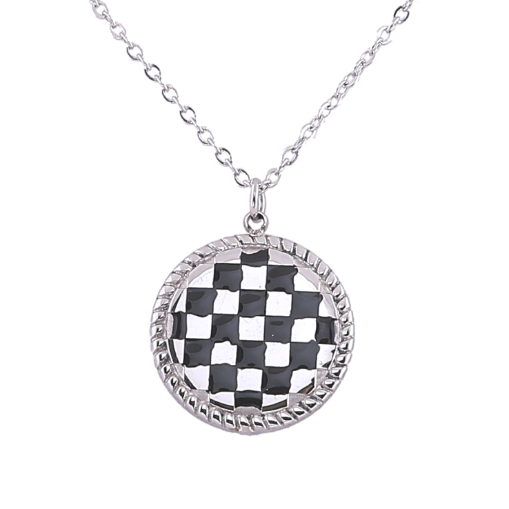 Підвіска на ланцюжку Xuping ТТМ Stainless Steel колір Родій Коло з шаховим візерунком» дл. 43-48см х 1мм фото №11