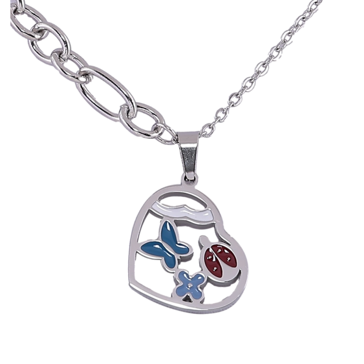 Підвіска на ланцюжку Xuping ТТМ Stainless Steel колір Родій Сердечко» дл. 42-48см х 2мм фото №9