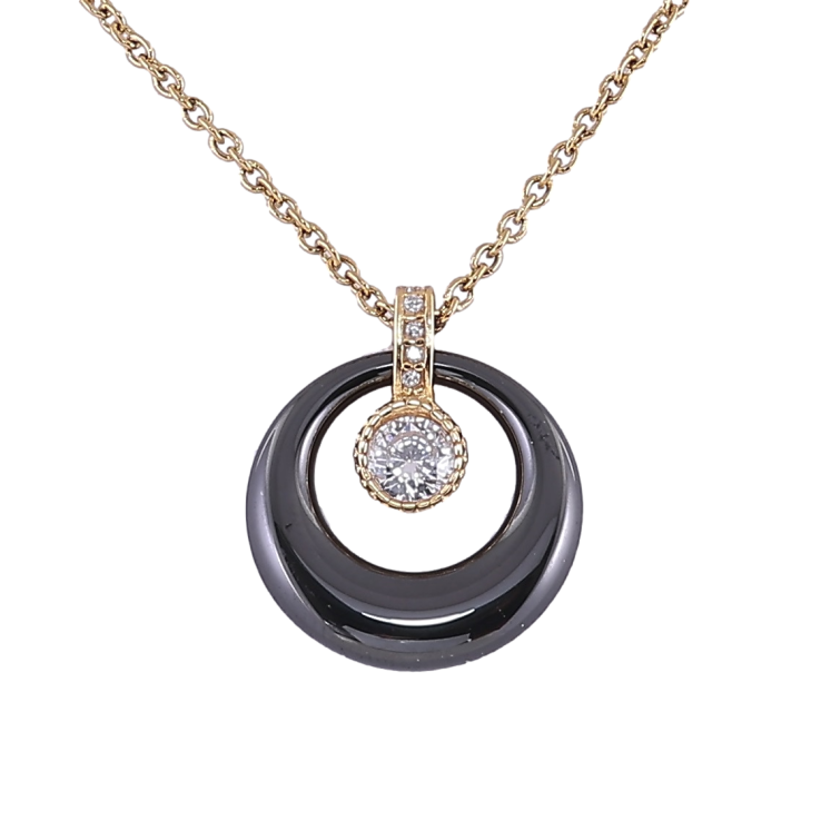 Підвіска на ланцюжку Xuping ТТМ Stainless Steel колір 14К «Чорне керамічне колечко» дл. 43-48см х 1.5мм фото №18