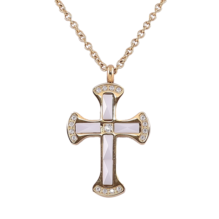 Підвіска на ланцюжку Xuping ТТМ Stainless Steel колір 14К «Хрест з білою керамікою» дл.61см х 2.5мм фото №19