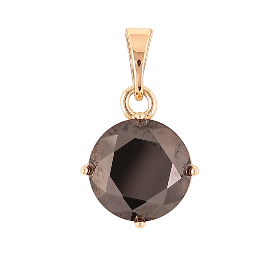 Кулон Xuping Позолота 18K «Чорний фіаніт, ø 10мм» для ланцюжка до 5мм фото №1