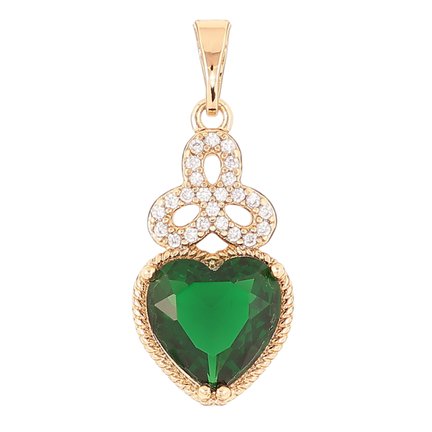 Кулон Xuping Позолота 18K «Зелене кришталеве сердечко» для ланцюжка до 5мм фото №1