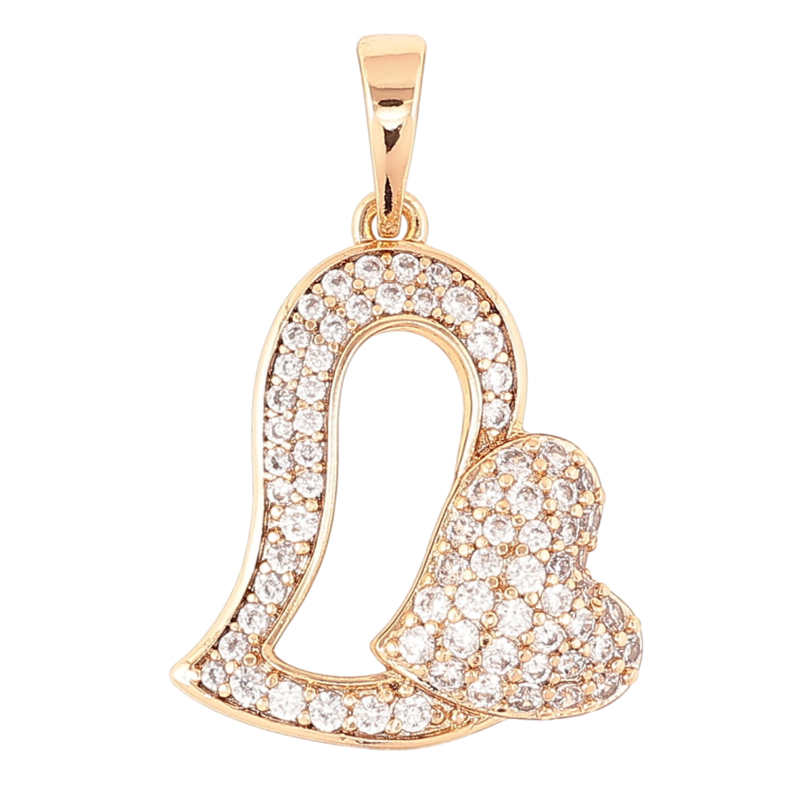 Кулон Xuping Позолота 18K «Сердечка з інкрустацією цирконієм» для ланцюжка до 6мм фото №1