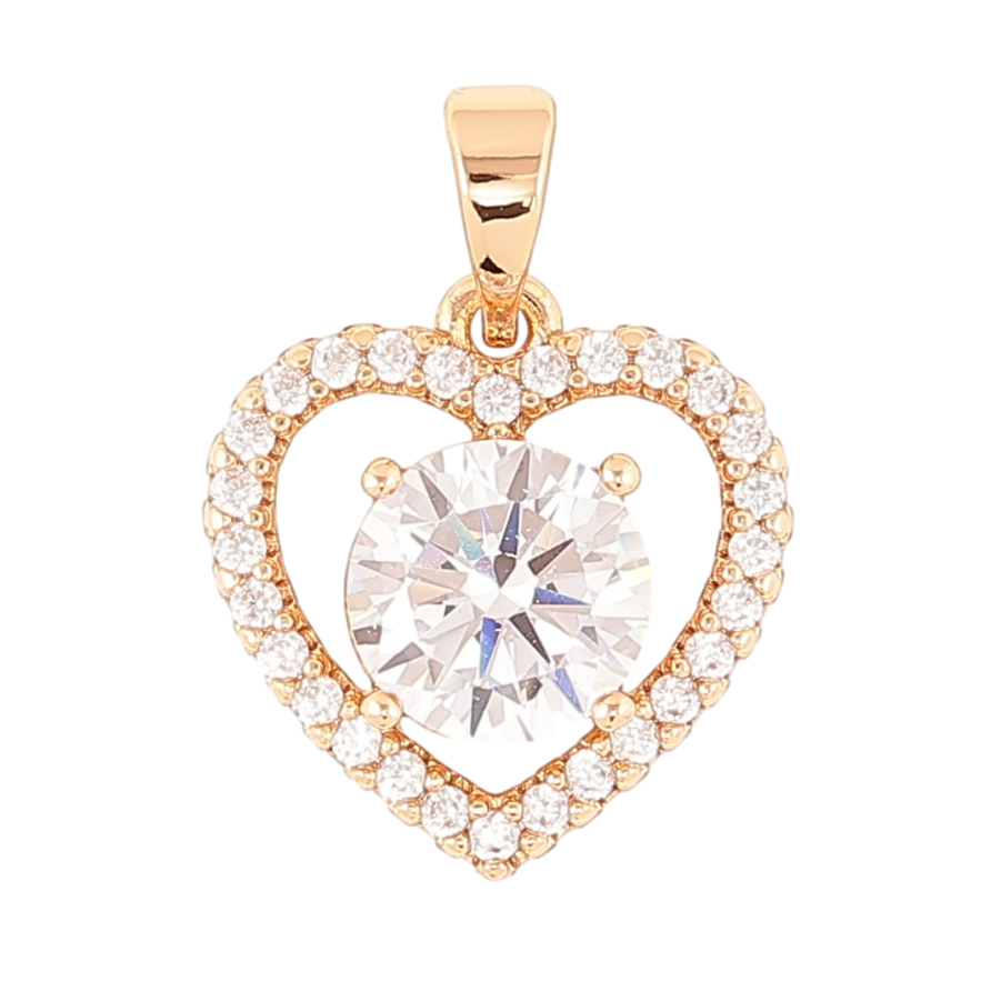 Кулон Xuping Позолота 18K «Сердечка з інкрустацією цирконієм» для ланцюжка до 5мм фото №1