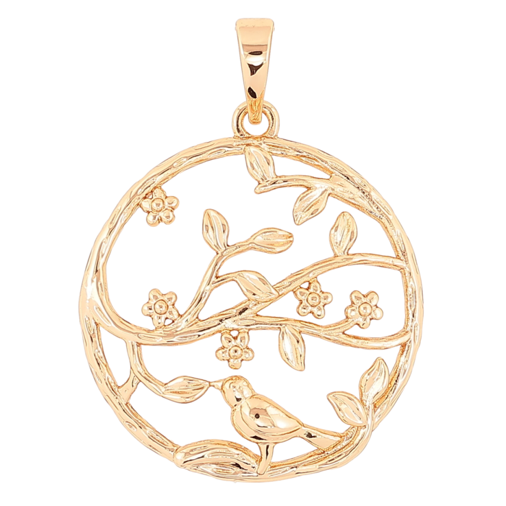 Кулон Xuping Позолота 18K «Гілочки з пташкою» для ланцюжка до 6мм фото №3 Кулон Xuping Позолота 18K «Гілочки з пташкою» для ланцюжка до 6мм фото №3