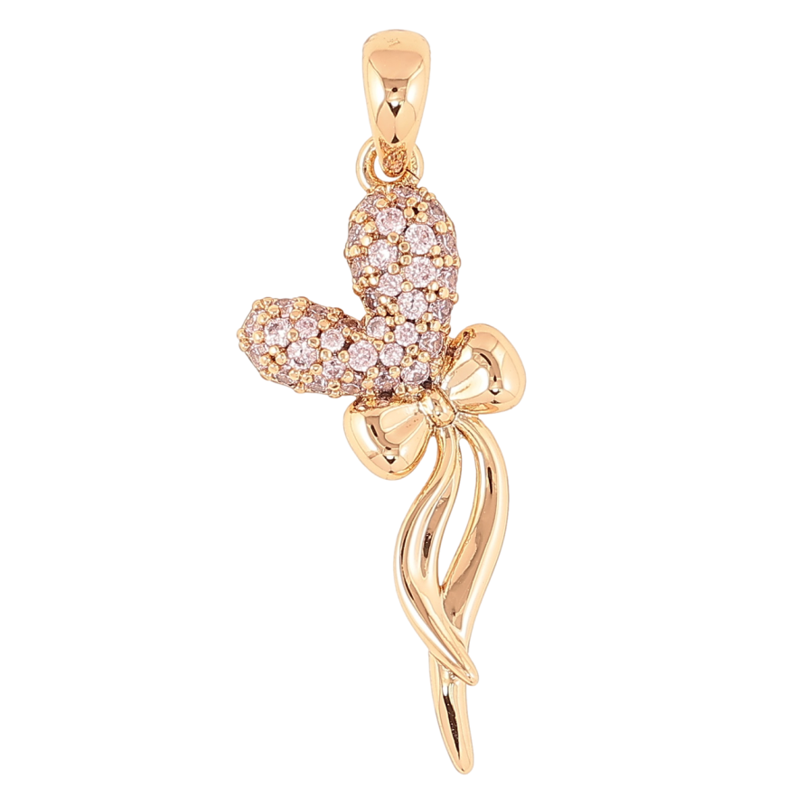 Кулон Xuping Позолота 18K Сердечко с бантом для цепочки до 5мм фото №1