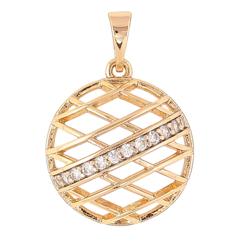 Кулон Xuping Позолота 18K Резной круг с дорожкой циркония для цепочки до 5мм фото №1