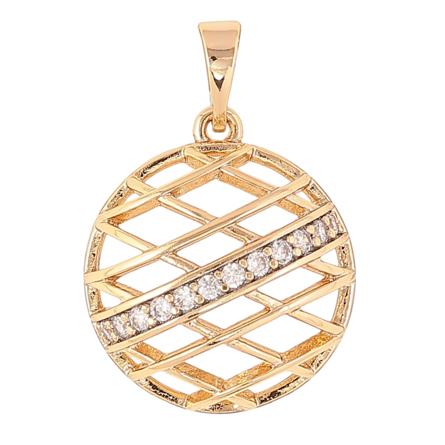Кулон Xuping Позолота 18K «Різьблене коло з доріжкою цирконію» для ланцюжка до 5мм фото №1