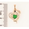 Кулон Xuping Позолота 18K «Сердечко з дельфіном і зеленим фіанітом» для ланцюжка до 5мм фото №2