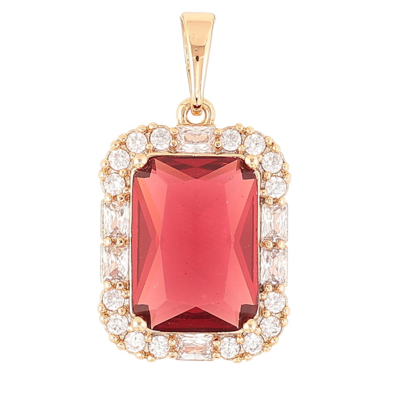 Кулон Xuping Позолота 18K «Червоний фіаніт в обрамленні цирконію» для ланцюжка до 6мм фото №7