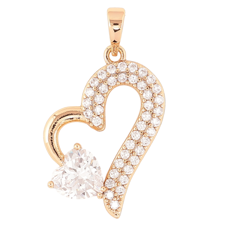 Кулон Xuping Позолота 18K «Сердечко з інкрустацією цирконієм і фіанітом» для ланцюжка до 6мм фото №1