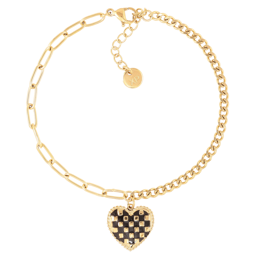 Браслет Xuping ТТМ Stainless Steel колір 14K Ланцюжок з сердечком» з доп.ланцюжком 17.5-20см х 2мм фото №1