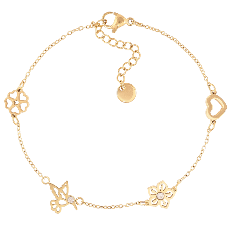 Браслет Xuping ТТМ Stainless Steel колір 14K Ланцюжок зі вставками» з дод.ланцюжком 19-22см х 1мм фото №9