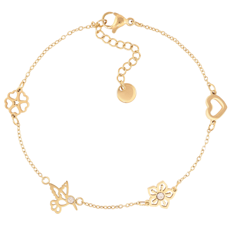 Браслет Xuping ТТМ Stainless Steel колір 14K Ланцюжок зі вставками» з дод.ланцюжком 19-22см х 1мм фото №1