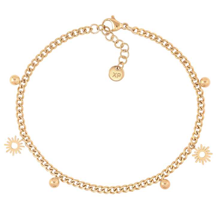 Браслет Xuping ТТМ Stainless Steel колір 14K Панцирний ланцюжок з підвісками» з доп.ланцюжком 20-22.5см х 3мм фото №8