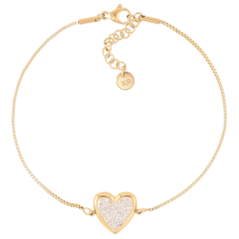 Браслет Xuping ТТМ Stainless Steel колір 14K Ланцюжок з сердечком» з доп.ланцюжком 21-24см х 1мм фото №9