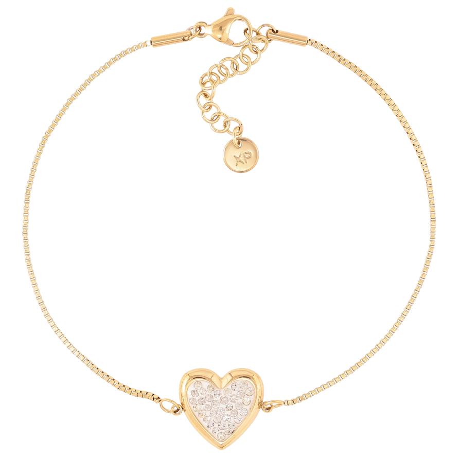 Браслет Xuping ТТМ Stainless Steel колір 14K Ланцюжок з сердечком» з доп.ланцюжком 21-24см х 1мм фото №1