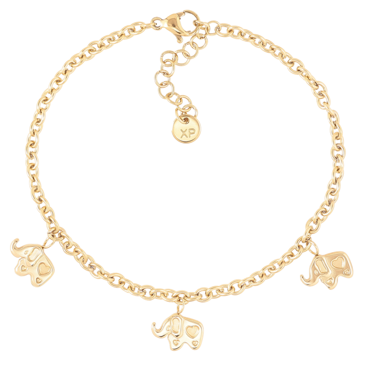 Браслет Xuping ТТМ Stainless Steel колір 14K Ланцюжок з підвісками слони» з дод.ланцюжком 19-22см х 3мм фото №11