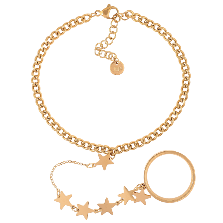 Слейв-Браслет Xuping ТТМ Stainless Steel колір 14K Ланцюжок з кільцем, фото №18