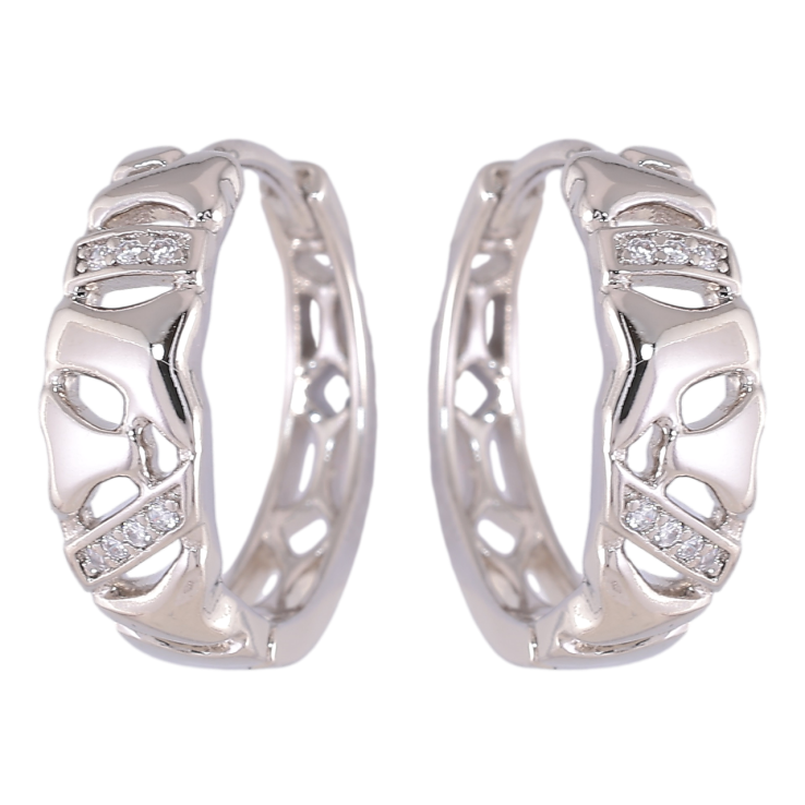 Серьги Xuping Родий колечки Резной узор с цирконием фото №16