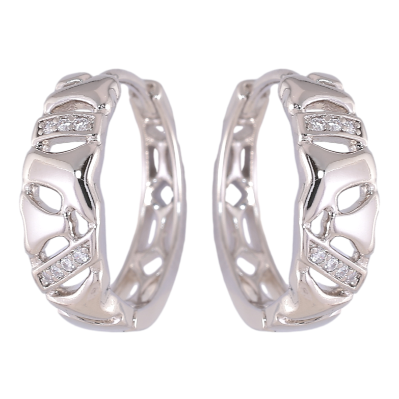 Серьги Xuping Родий колечки Резной узор с цирконием фото №3
