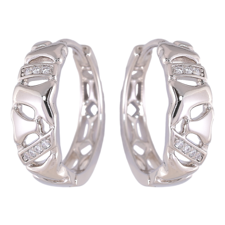 Серьги Xuping Родий колечки Резной узор с цирконием фото №1