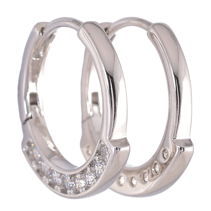 Серьги Xuping Родий колечки Боковой узор дорожками циркония фото №25