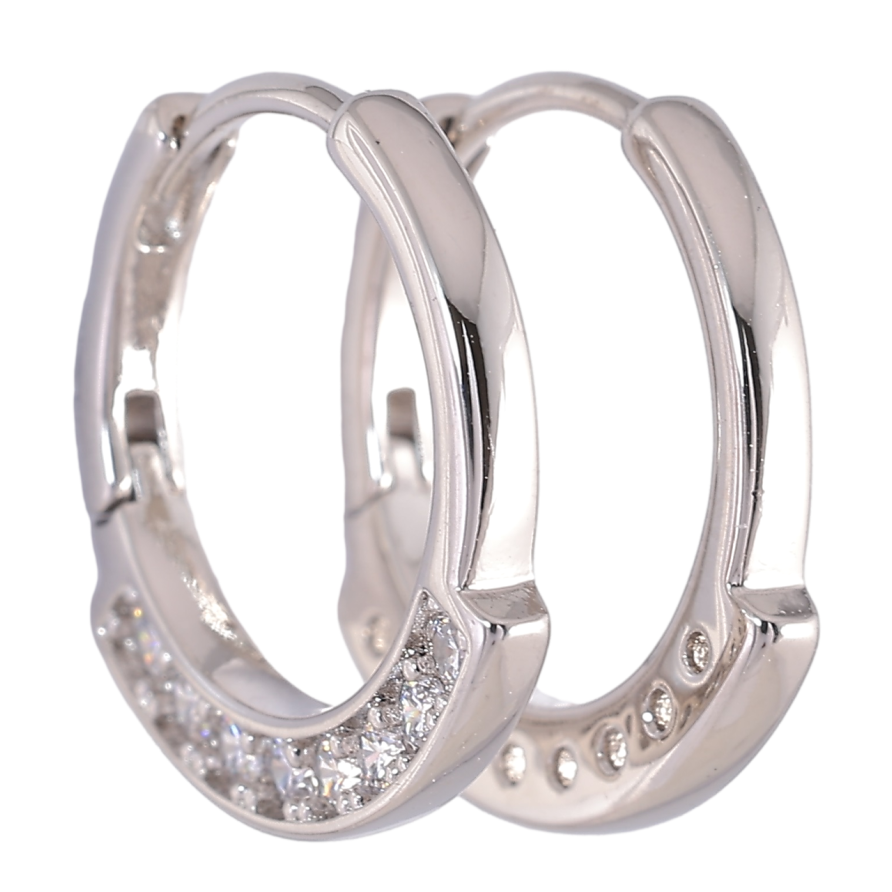 Серьги Xuping Родий колечки Боковой узор дорожками циркония фото №1